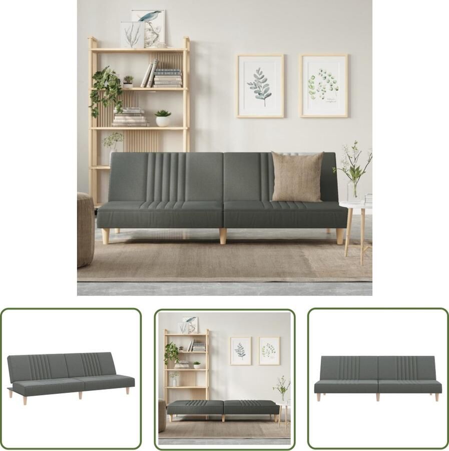 The Living Store Slaapbank Donkergrijs 200 x 89 x 70 cm Verstelbare Rugleuning Comfortabele Zitervaring Slaapbank Donkere Kleuren Meubels Tweepersoonsbed Lounge Sofa Relax Stoffen Bank - Foto 2