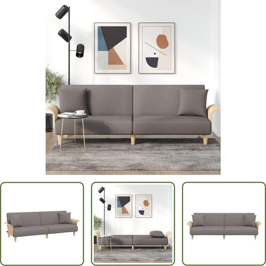 The Living Store Slaapbank Taupe 224 x 89 x 70 cm Verstelbare rugleuning Comfortabele zitting Slaapbank Sofa Bed Taupeclubfauteuil Lounge Meubels Tweepersoonsbanken - Foto 2