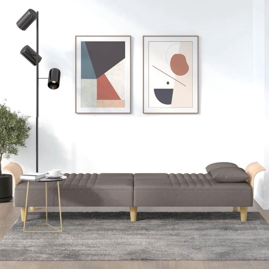 The Living Store Slaapbank Taupe 224x89x70cm Verstelbare rugleuning Comfortabele zittingen Praktische kussens Stevig frame Slaapbank Sofa Bed Tweepersoonsbed Comfortabele Zitzitting Stoffen Bank - Foto 2