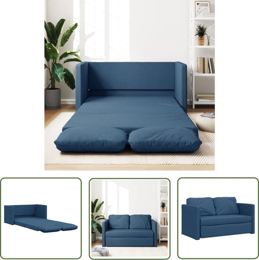 The Living Store Vloerslaapbank Blauw 112x174x55 cm 2-in-1 functie Comfortabel Stabiel Multifunctioneel Inclusief kussens Vloerslaapbank Slaapbank Sofa Bed 2-in-1 Bank Blauwe Bank