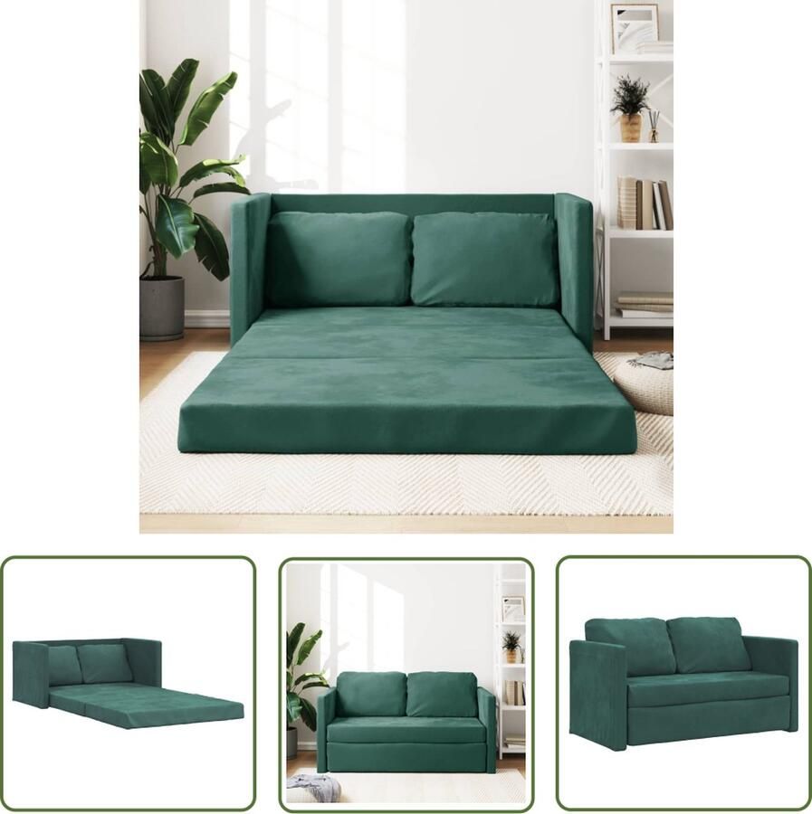 The Living Store Vloerslaapbank donkergroen fluweel 2-in-1 functie stabiel frame multifunctioneel montage vereist 122x70x55 cm Vloerslaapbank Slaapbank 2-in-1 Bank Lounge Sofa Tv Bench