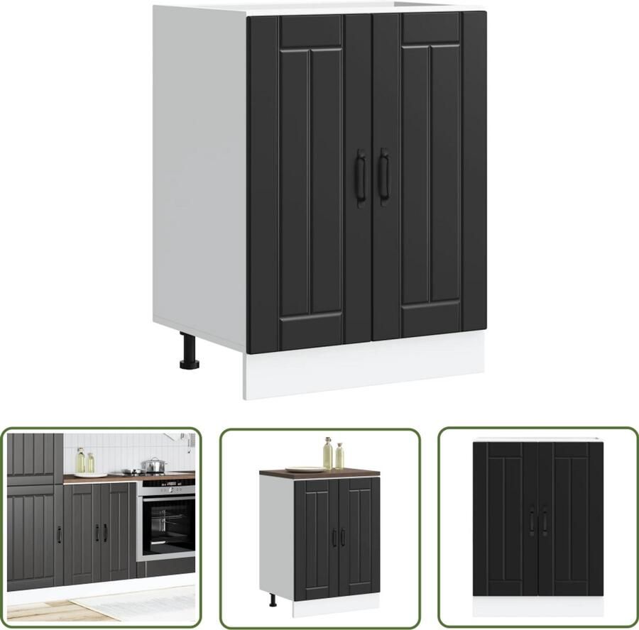 VidaXL Sleutel Set Draaiknopset Spoelbakonderkast Lucca bewerkt hout zwart Gereedschap Doos Mechanica Tools Handgereedschappen