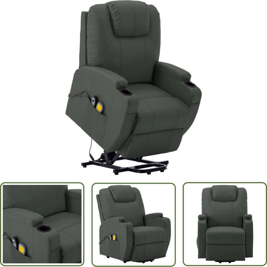 The Living Store Sta-op-massagestoel Antraciet 76x87.5x107 cm Verstelbaar Massage Kunstleer - Foto 2