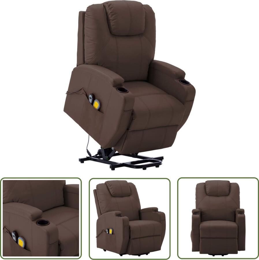 The Living Store Sta-op-massagestoel Bruin 76 x 87.5 x 107 cm Verstelbaar Massage Kunstleer - Foto 2