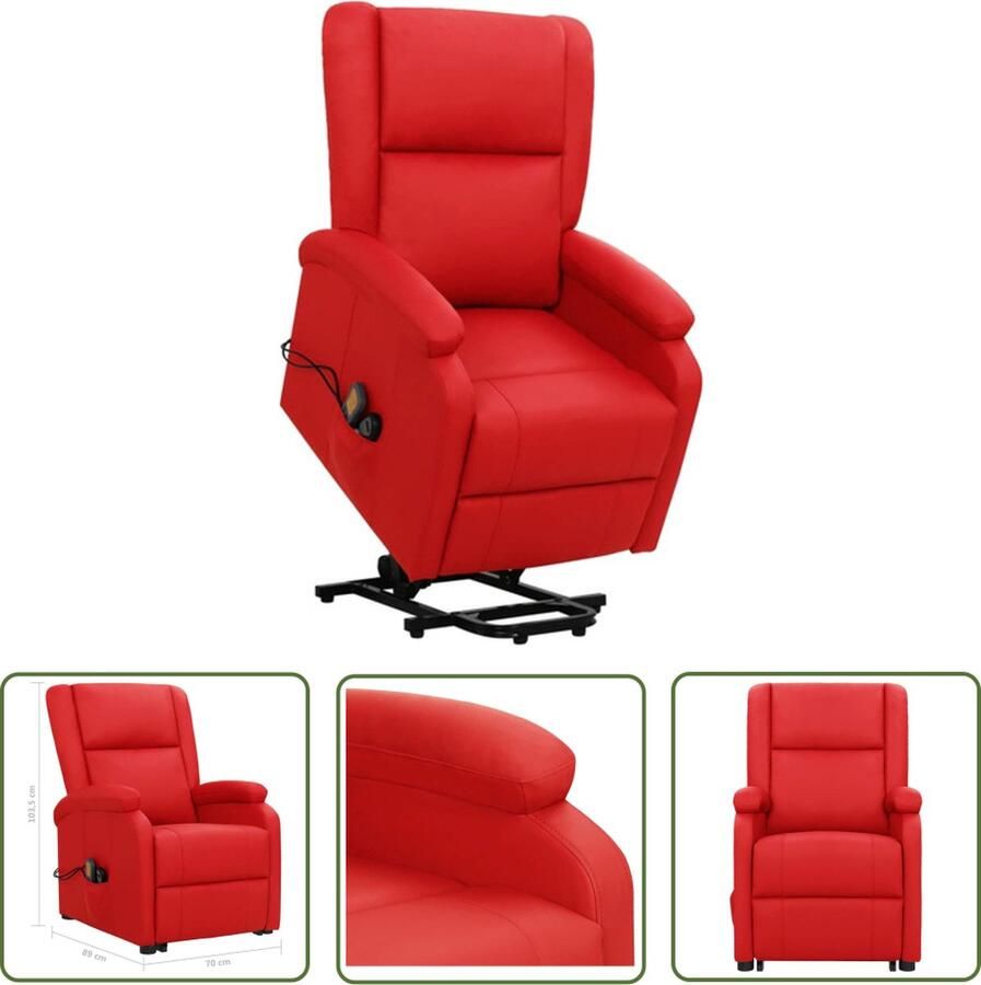 The Living Store Sta-op-massagestoel Comfortabel Kunstleer 70x89x103.5cm Rood Sta-op Functie Massagestoel Elektrisch Bedienbaar Ergonomische Stoel Comfortabele Stoel - Foto 2