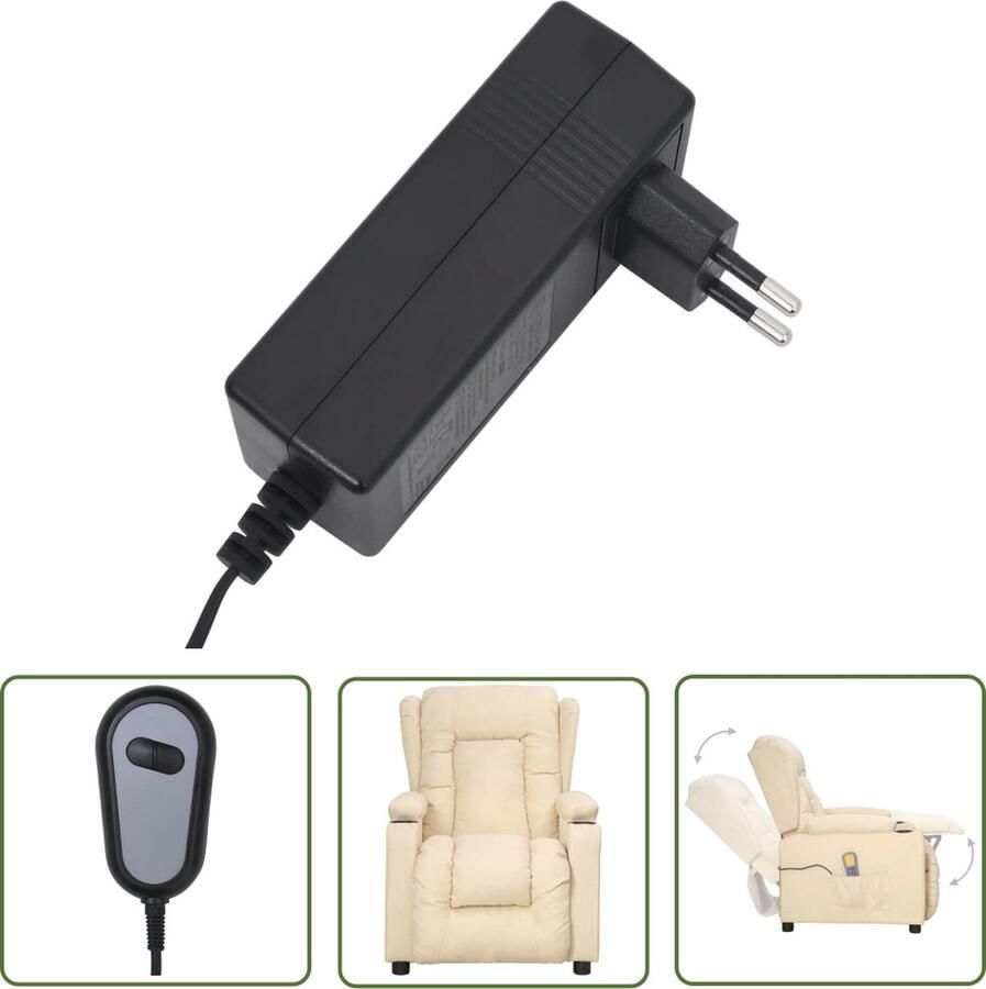 The Living Store Sta-op Massagestoel Crème 72.5 x 96 x 99.5 cm Verstelbaar en Comfortabel