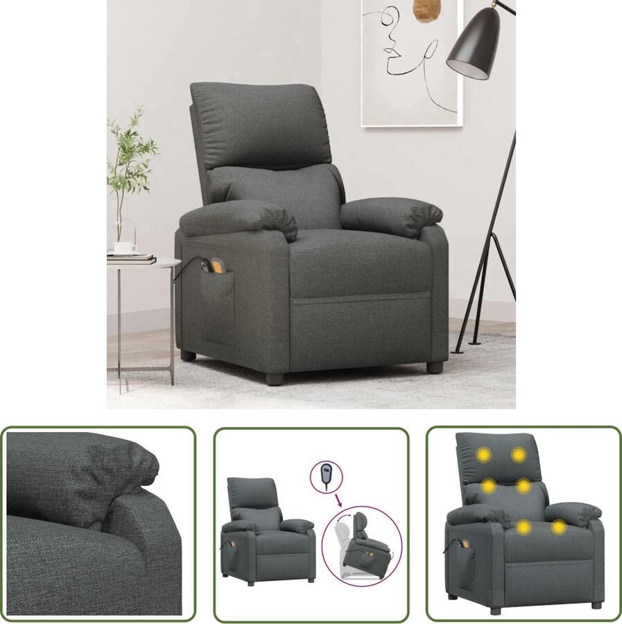 The Living Store Sta-op-massagestoel Donkergrijs 73 x 92 x 101 cm Verstelbaar - Foto 2
