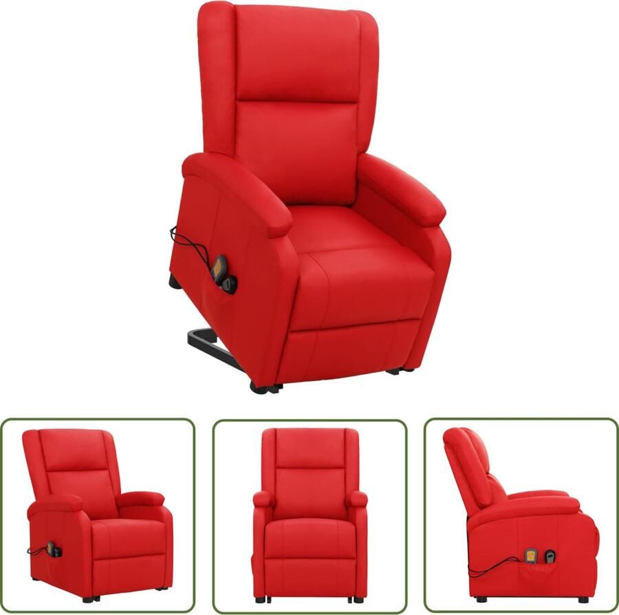 The Living Store Sta-op-massagestoel Comfortabel Kunstleer 70x89x103.5cm Rood Sta-op Functie Massagestoel Elektrisch Bedienbaar Ergonomische Stoel Comfortabele Stoel - Foto 3