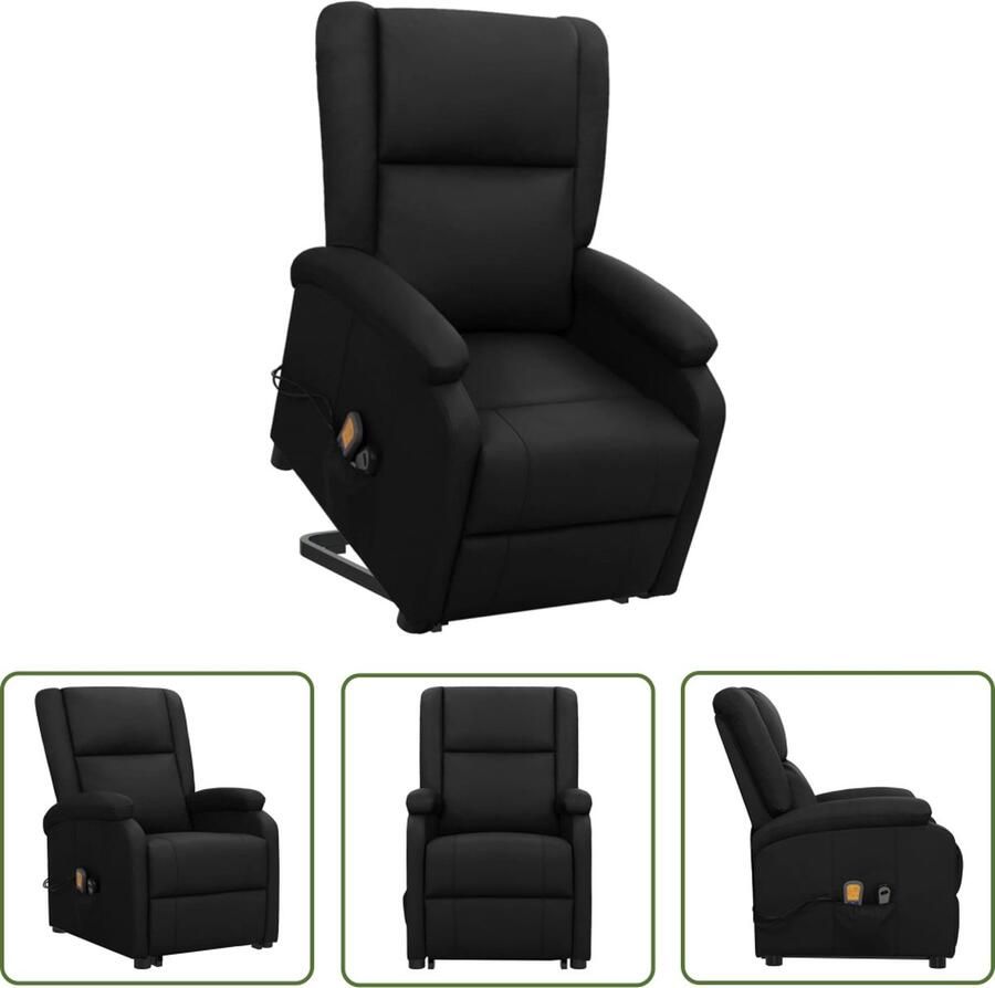 The Living Store Sta-op-massagestoel Zwart 70 x 89 x 103.5 cm Verstelbaar Massage Kunstleer Metaal Sta-opstoel Massagestoel Elektrisch Bedienbare Stoel Ergonomische Stoel Fauteuil - Foto 3