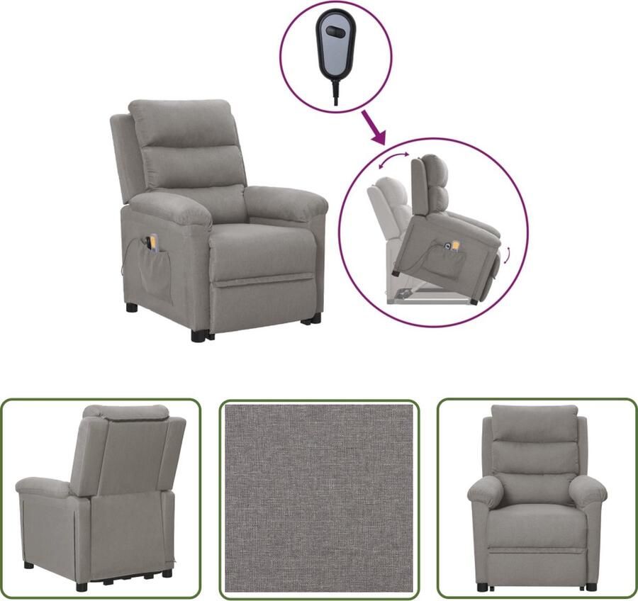 The Living Store Sta-op Massagestoel Lichtgrijs Verstelbare Rugleuning en Voetensteun 6-Punts Trillingsmassage - Foto 2