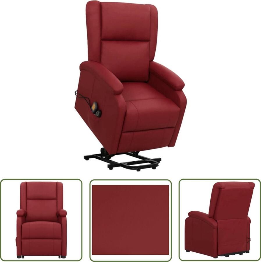 The Living Store Sta-op-massagestoel wijnrood 70x89x103.5 cm verstelbaar - Foto 2