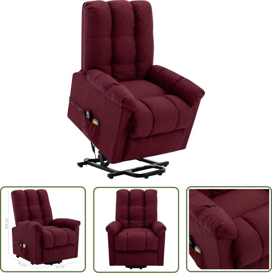The Living Store Sta-op-massagestoel Wijnrood 77x92x103 cm 6-punts trillingsmassage - Foto 2