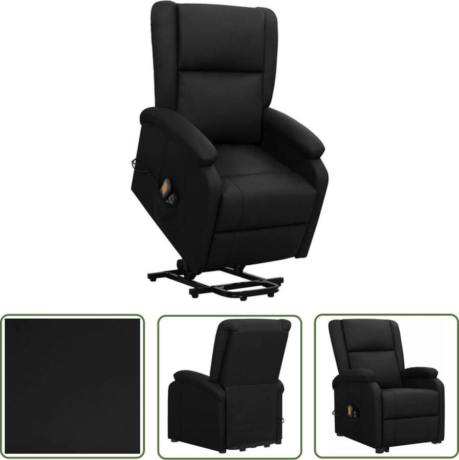 The Living Store Sta-op-massagestoel Zwart 70 x 89 x 103.5 cm Verstelbaar Massage Kunstleer Metaal Sta-opstoel Massagestoel Elektrisch Bedienbare Stoel Ergonomische Stoel Fauteuil - Foto 2