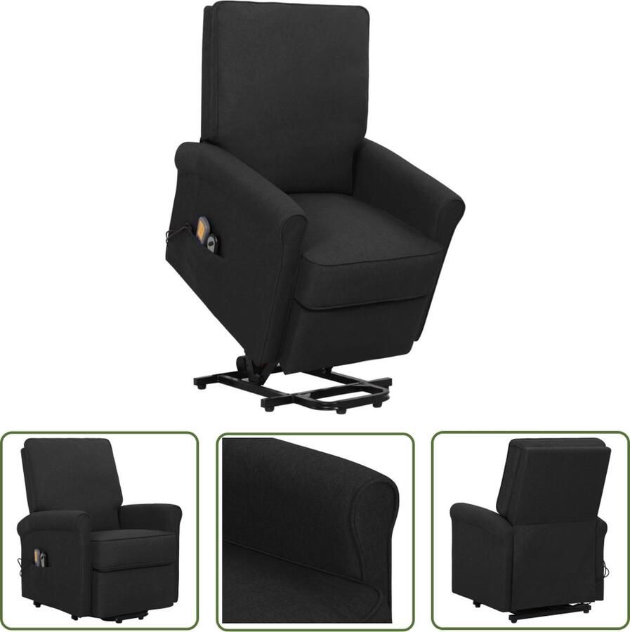 The Living Store Sta-op-massagestoel Zwart 70.5 x 156 x 85 cm Verstelbaar Massage Stof Sta-opstoel Massagestoel Elektrisch Bedienbare Stoel Ergonomische Stoel Fauteuil - Foto 2