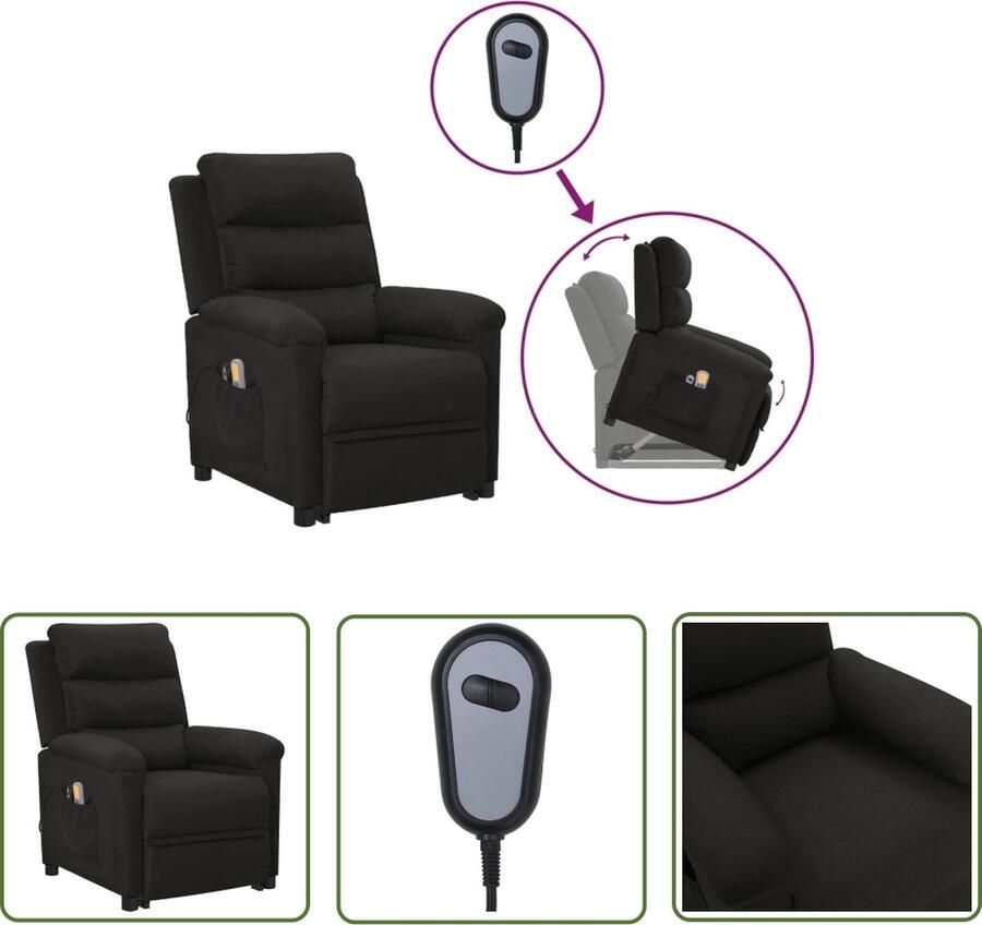 The Living Store Sta-op Massagestoel Zwart 74 x 92 x 101.5 cm verstelbaar massagefunctie comfortabel - Foto 2