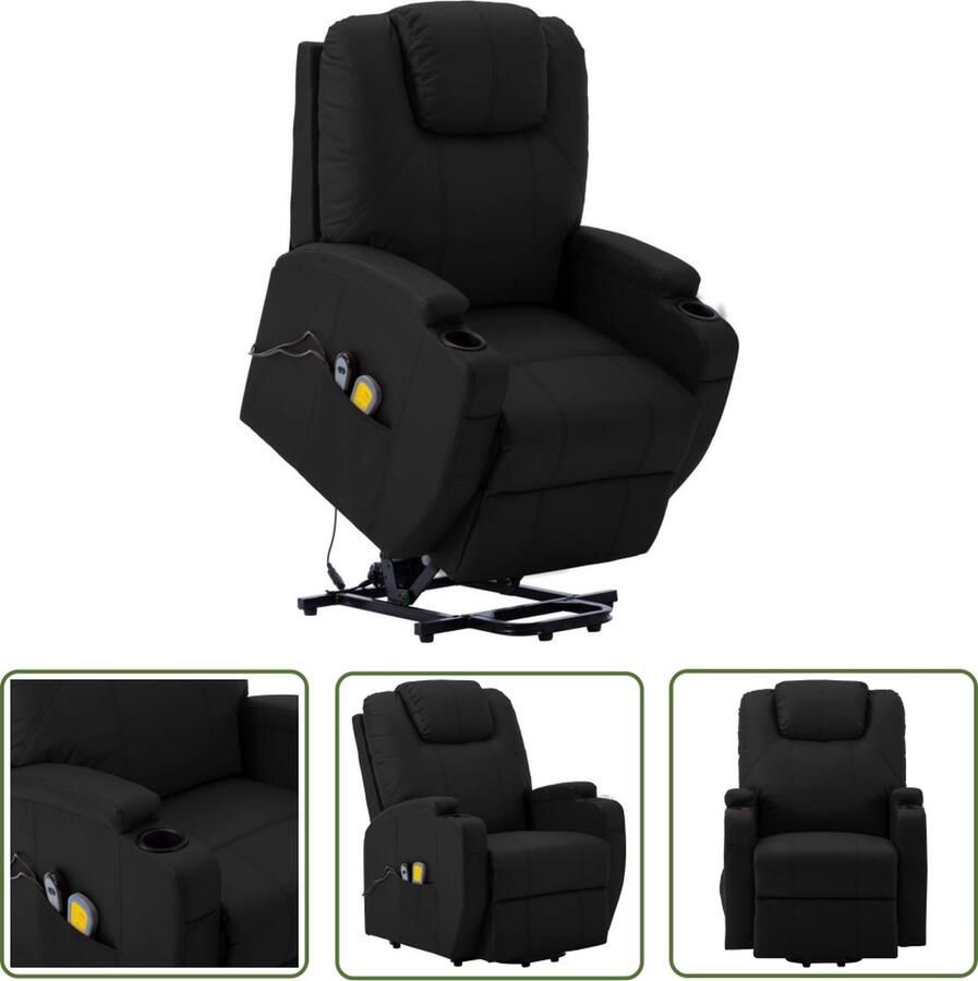 The Living Store Sta-op-massagestoel Zwart 76 x 87.5 x 107 cm Massage PVC en ijzer 6-punts trillingsmassage - Foto 2