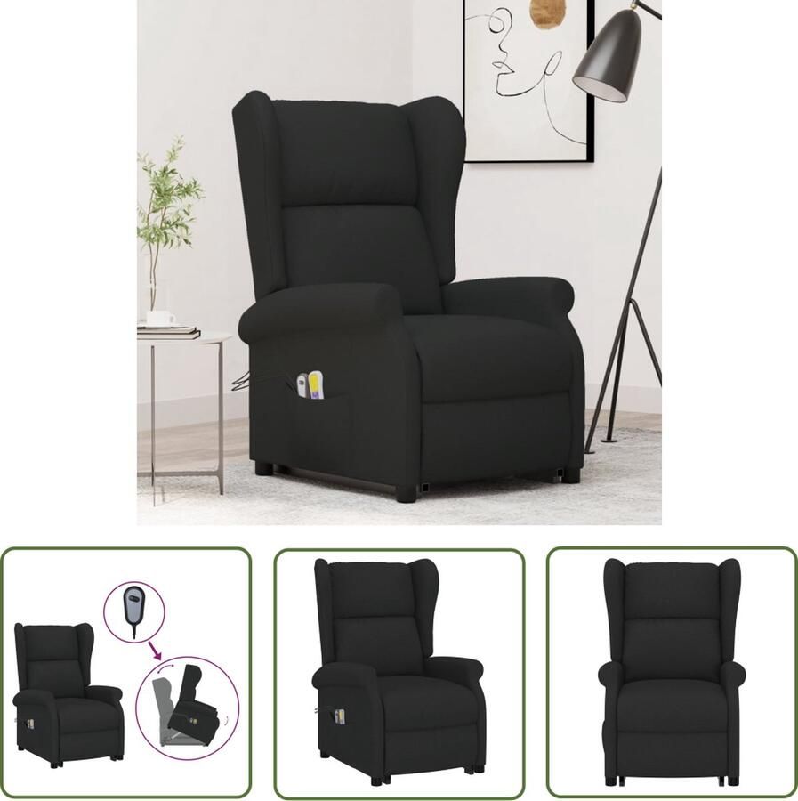 The Living Store Sta-op-massagestoel Zwart 77 x 89 x 108 cm Verstelbaar Sta-opstoel Massageruimtelijke Stoel Ergonomische Stoel Relaxfauteuil Elektrisch Bedienbare Stoel - Foto 4
