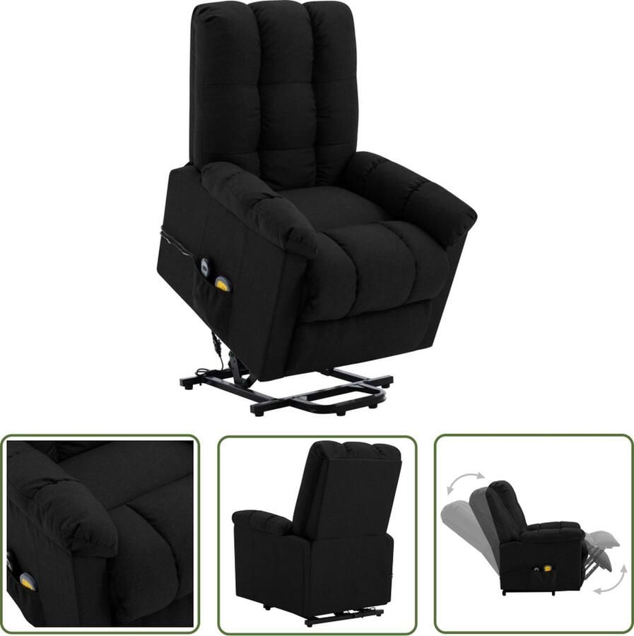 The Living Store Sta-op-massagestoel Zwart 77x92x103cm Verstelbaar Massage USB Zijvak Incl handbediening - Foto 2