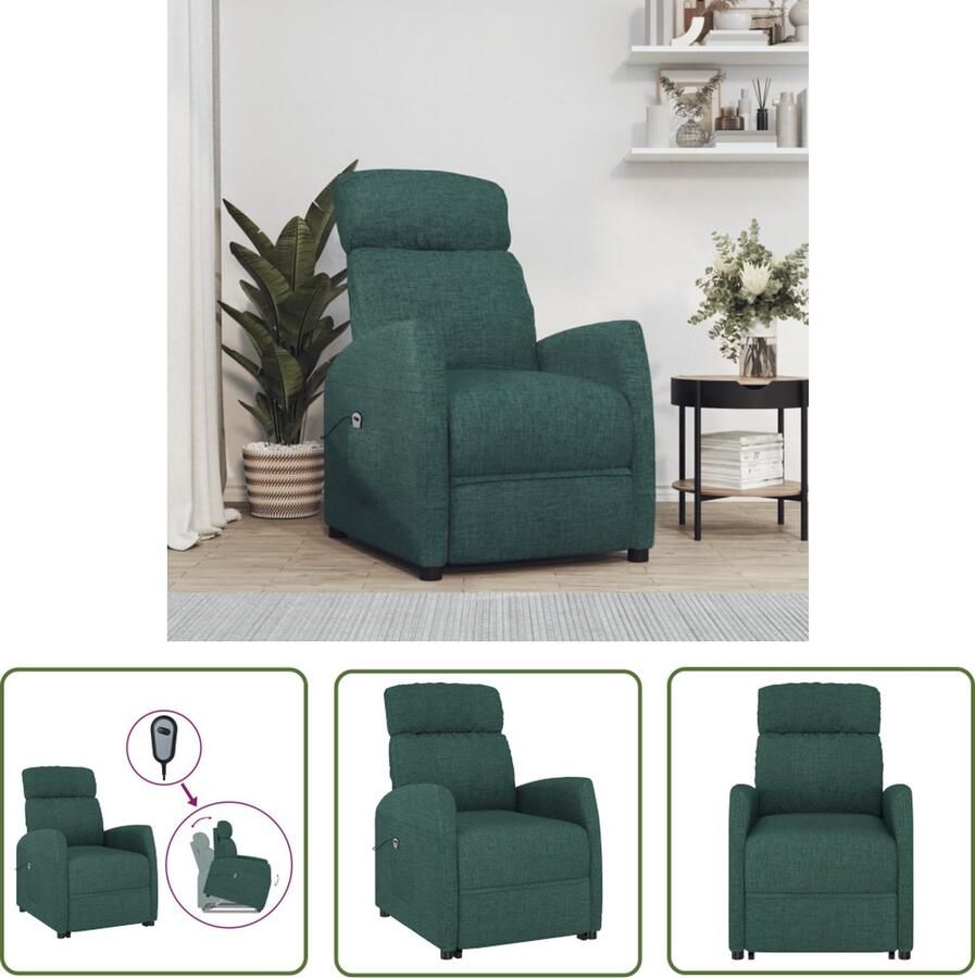The Living Store Sta-op-stoel Canta Relaxfauteuil Donkergroen 66 x 83.5 x 104 cm Relaxfauteuil Sta-op-stoel Elektrisch Bedienbaar Loungestoel Fauteuile - Foto 2