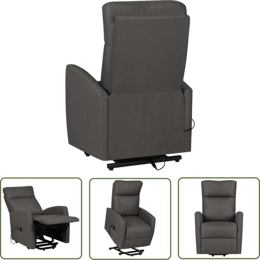 The Living Store Sta-op-stoel Comfort Elektronische Stoel Donkergrijs 66 x 83.5 x 104 cm Geschikt voor ouderen en mensen met rugklachten Inclusief zijvak en handbediening Montage vereist - Foto 2