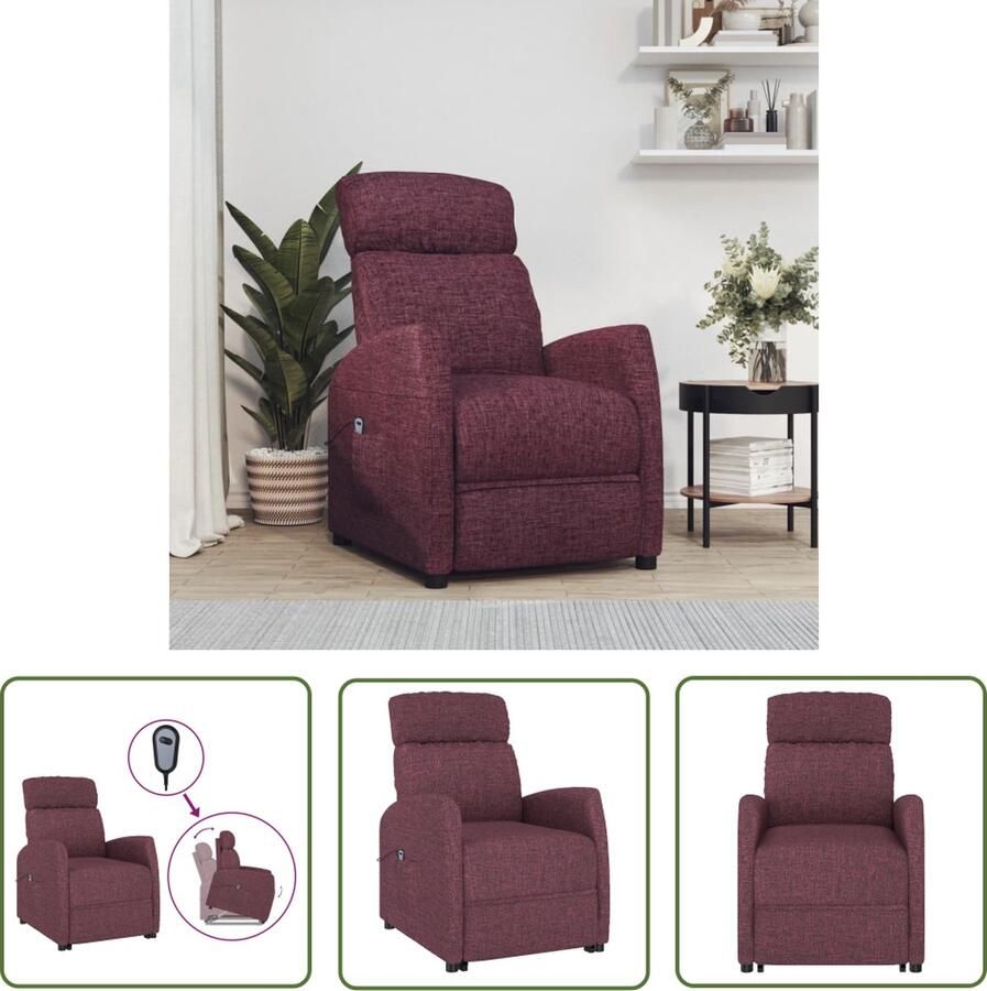 The Living Store Sta-op-stoel Nordic Relaxfauteuil 66 x 83.5 x 104 cm Verstelbaar Paars Sta Op Stoel Relaxfauteuil Comfortabele Stoel Elektrisch Heffen Verstelbare Stoel - Foto 2
