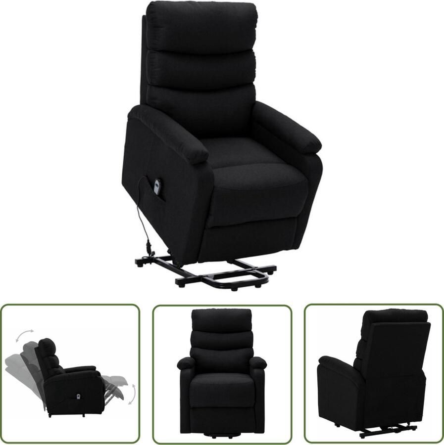 The Living Store Sta-op-stoel Relaxfauteuil Zwart 74 x 90.5 x 100 cm Omhoog en naar achteren verstelbaar Inclusief zijvak en handbediening Verstelbare rugleuning en voetensteun AC 100-240V - Foto 2