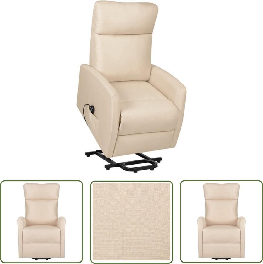 The Living Store Sta-op-stoel Stof 66x83.5x104 cm Crème Verstelbaar Sta-op-stoel Elektrisch Bedienbare Stoel Verstelbare Stoel Comfortstoel Rolstoel Alternatief - Foto 2