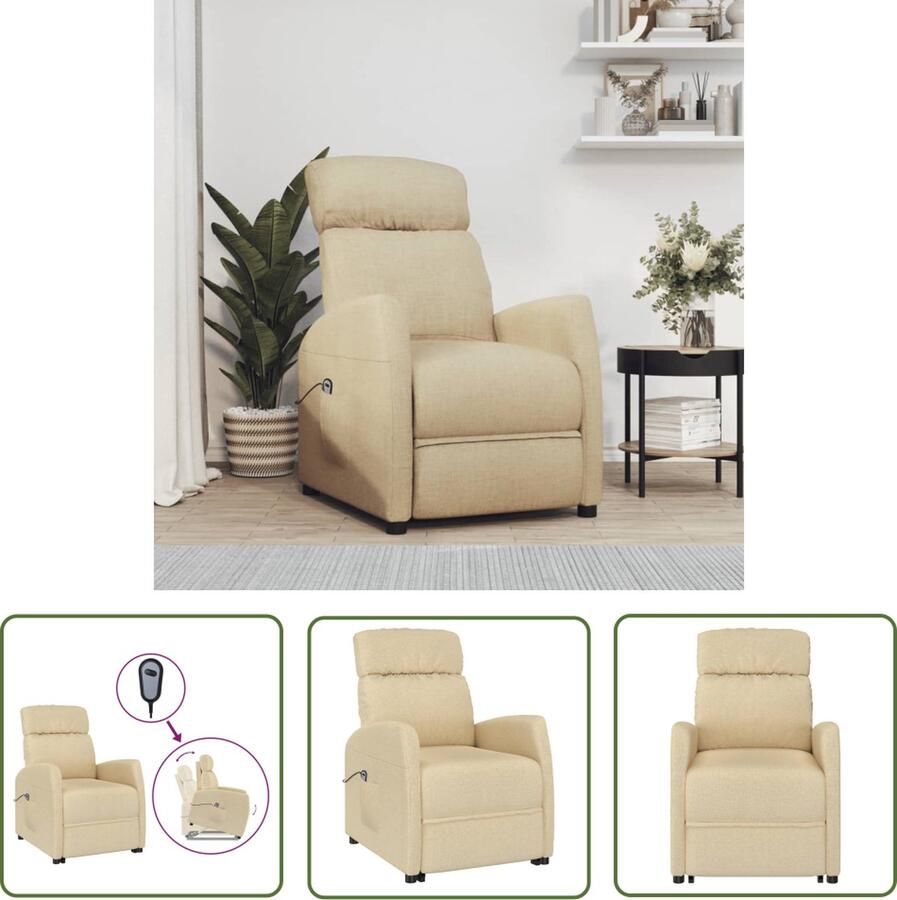 The Living Store Sta-op-stoel Stof 66x83.5x104 cm Crème Verstelbaar Sta-op-stoel Elektrisch Bedienbare Stoel Verstelbare Stoel Comfortstoel Rolstoel Alternatief - Foto 3