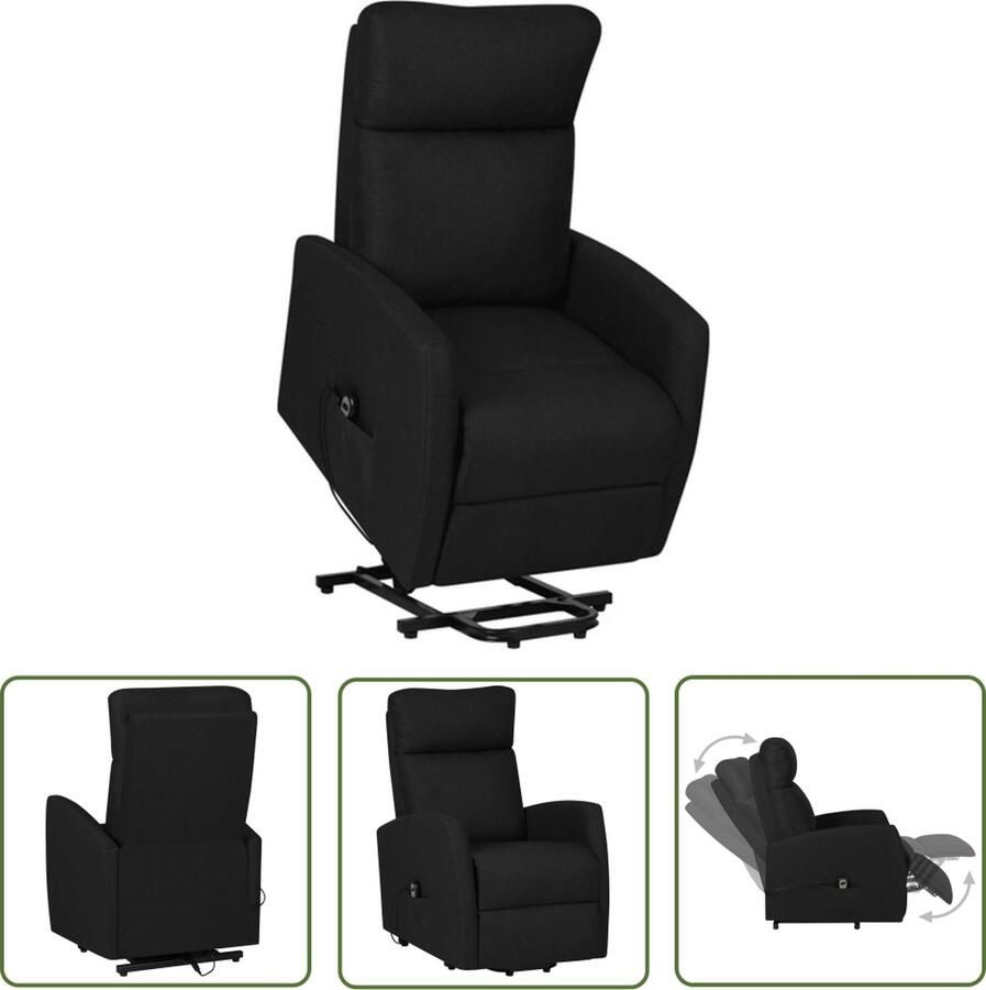 The Living Store Sta-op-stoel Zwart 66 x 83.5 x 104 cm Verstelbaar Zijvak Sta Op Stoel Elektrisch Bedienbare Stoel Liftstoelen Rolstoel Alternatief Ergonomische Stoel