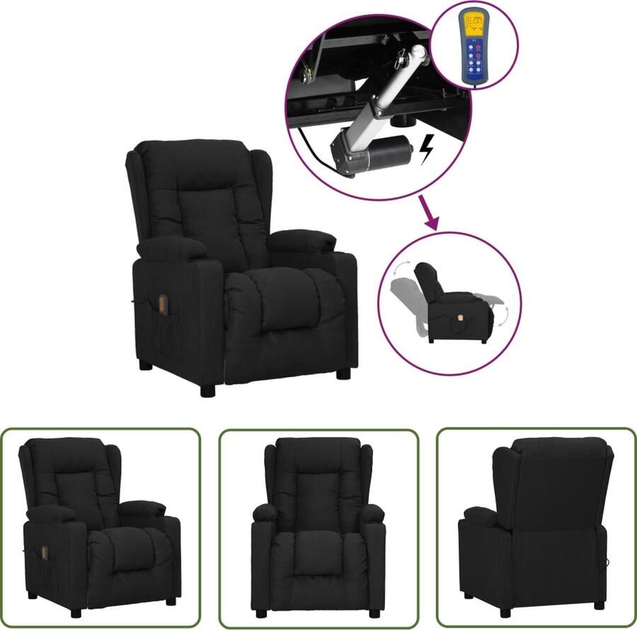 The Living Store Sta-Op Verstelbare Massagestoel Zwart 72.5 x 136.5 x 99.5 cm 6-punts trillingsmassage Sta-opstoel Massagestoel Ergonomische Stoel Relaxfauteuil Zwarte Stoel - Foto 2