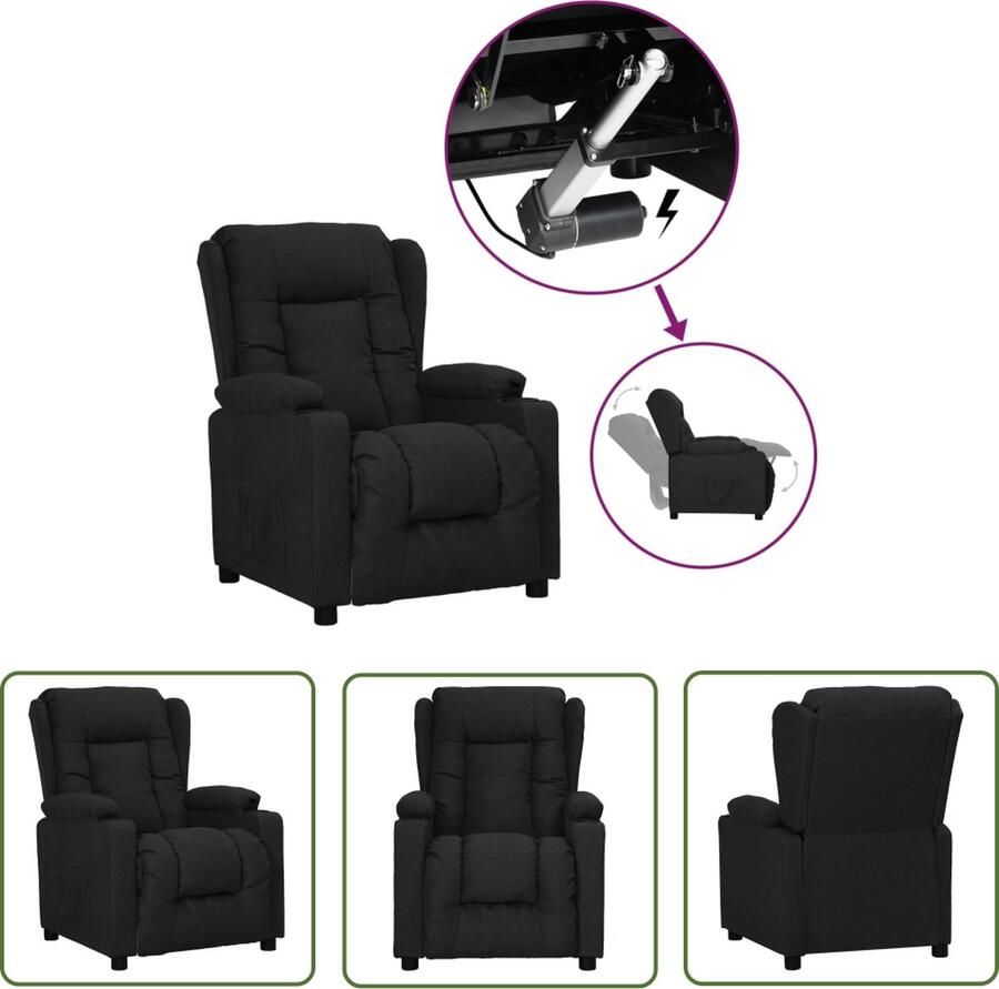 The Living Store Sta-opstoel Verstelbaar Zwart 72.5 x 96 x 99.5 cm Comfortabel Sta-opstoel Elektrisch Bedienbaar Zitzak Relaxfauteuil Comfortabele Stoel - Foto 3