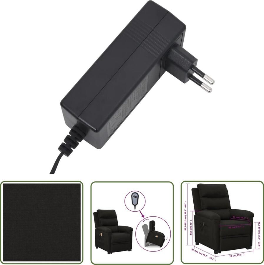 The Living Store Sta-opstoel verstelbaar Zwart 74 x 92 x 101.5 cm Elektrische motor - Foto 2