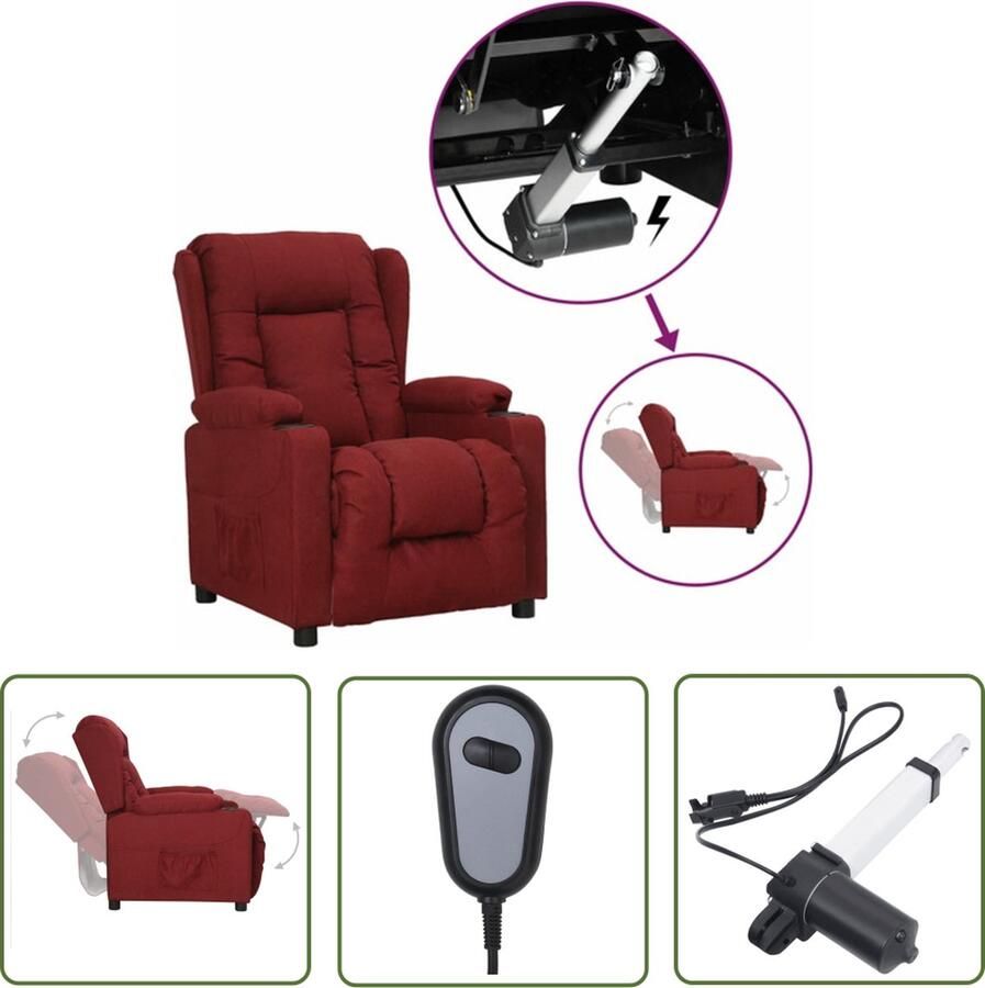 The Living Store Sta-opstoel Wijnrood Verstelbaar 72.5 x 96 x 99.5 cm Comfortabel