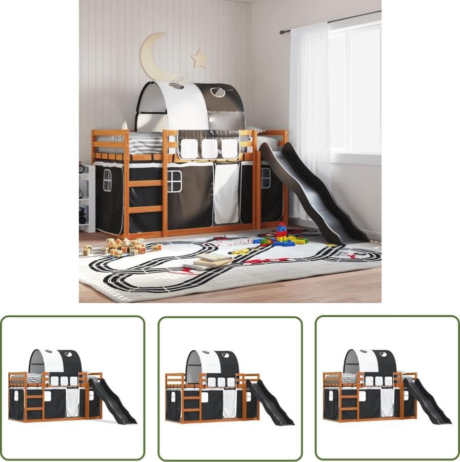 The Living Store Stapelbed met Glijbaan Massief Grenenhout 195.5 x 97.5 x 113 cm Elegant en Functioneel Stapelbed Houten Bed Kinderbed Bunkbed Kids Bed