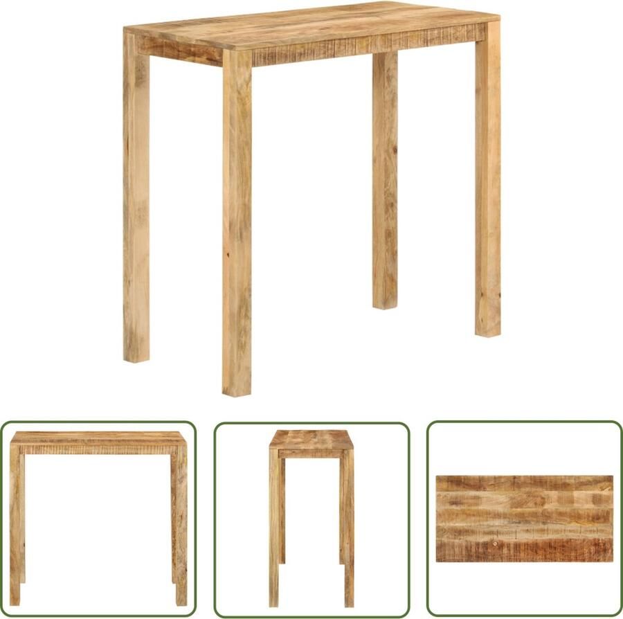 The Living Store Statafel Massief Mangohout 112x55x108 cm Natuurlijke afwerking Sta Tafel Salontafel Bijzettafel Mangohouten Tafel Bruine Tafel - Foto 3