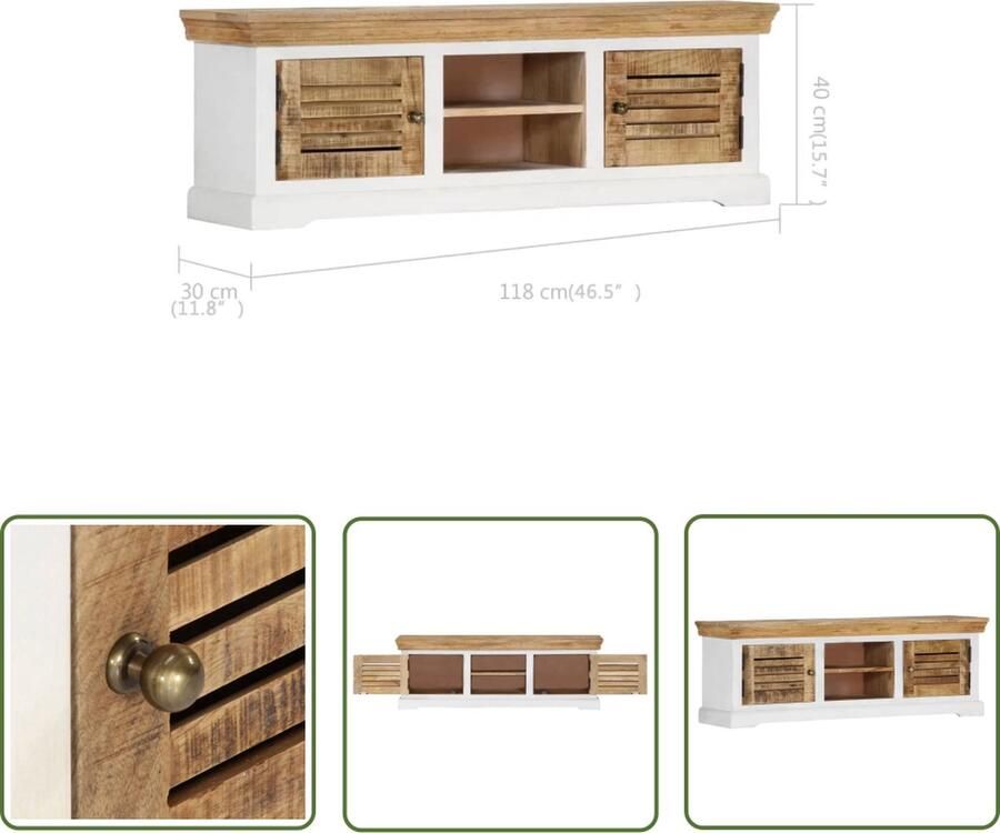 The Living Store Stereokast Mangohout 118x30x40cm Rustieke TV-kast Tv-kast Mangohout Meubels Rustic Tv Stand Landelijke Tv-kast Mediabox - Foto 3
