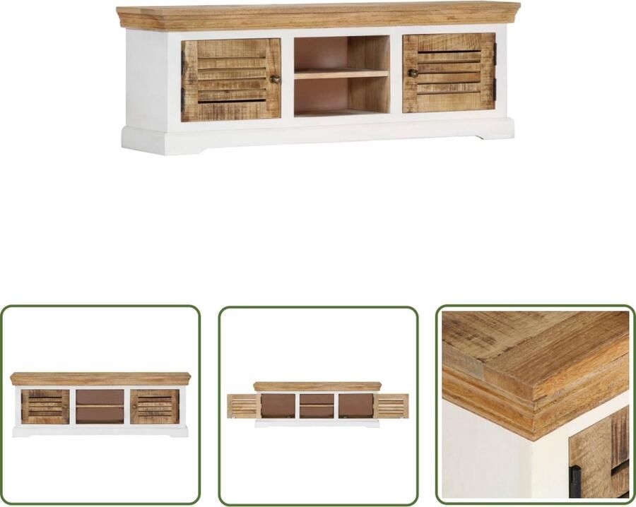 The Living Store Stereokast Mangohout 118x30x40cm Rustieke TV-kast Tv-kast Mangohout Meubels Rustic Tv Stand Landelijke Tv-kast Mediabox