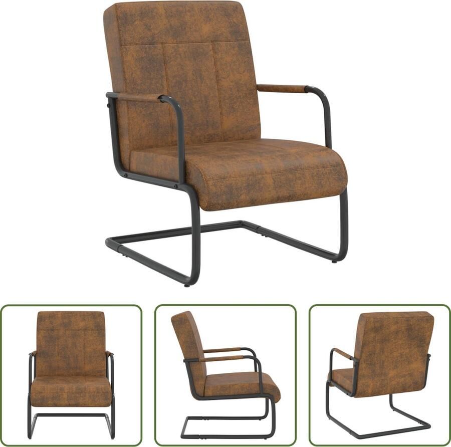 The Living Store stoel Industrieel bruin zwart 64.5 x 77 x 88.5 cm (B x D x H) 100% polyester metaal 110 kg - Foto 2