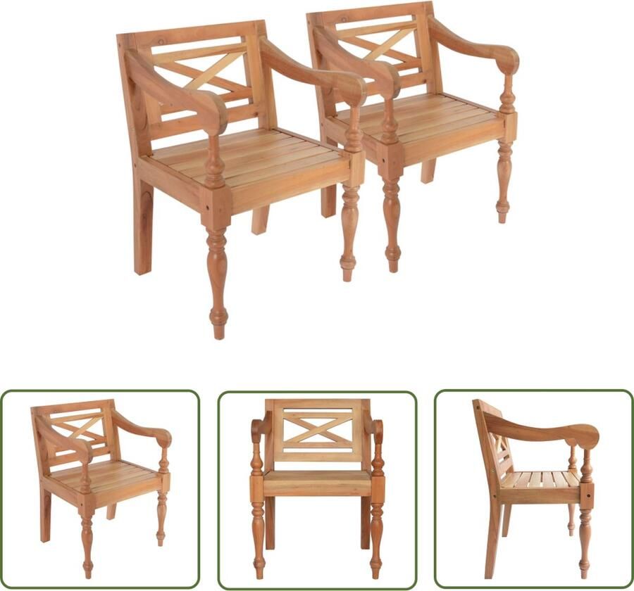 The Living Store Batavia Stoelenset Armleuningen Massief Mahoniehout Lichtbruin 58 x 50 x 82 cm Eetkamerstoelen Mahogniestoelen Lichtbruine Stoelen Design Stoelen Luxe Stoelen