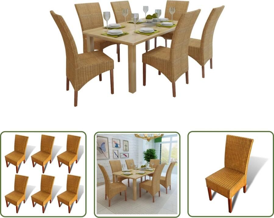 The Living Store Stoelenset Rattan 6 stuks 45x62x93cm Mangohout Rattan - Foto 2
