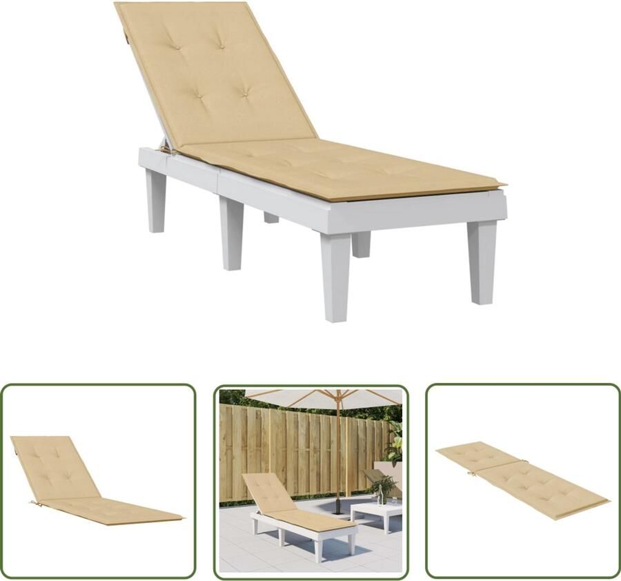 The Living Store Stoelkussen Buiten- en Binnen Gebruik GemÃªleerd Beige 75+105 x 50 x 3 cm Polyester Holle Vezels Buitentoebehoor Terrasstoel Tuinkussen Zitkussen Comfort