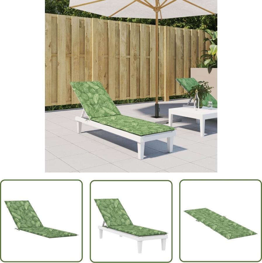 The Living Store Stoelkussen Oxford stof 180 x 50 x 3 cm Bladpatroon Tuinstoel Kussen Oxford Stof Terras Kussen Buitentoog Zitkussen