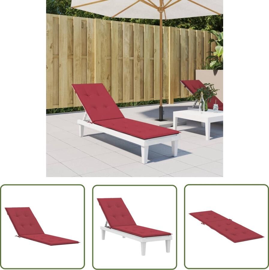 The Living Store Stoelkussen Set Oxford stof 75+105 x 50 x 3 cm Wijnrood Waterafstotend Tuinstoel Kussentje Terras Kussen Outdoor Kussen Oxford Stof Kussen Waterafstotend Kussen
