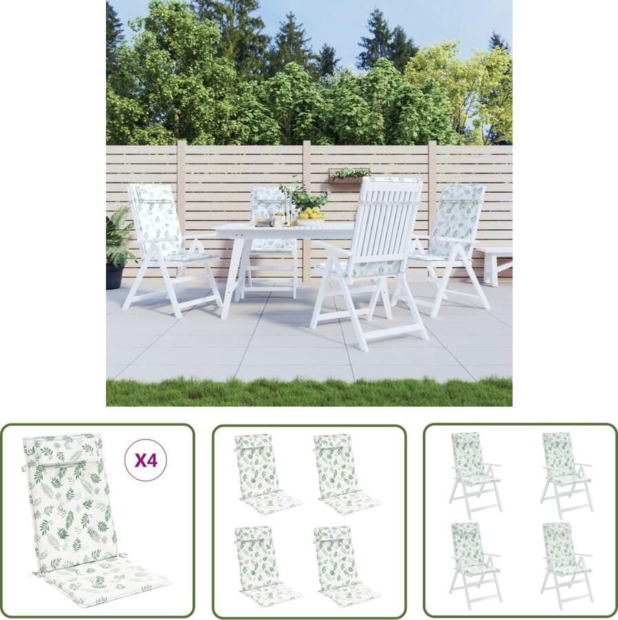 The Living Store Stoelkussen Hoge Rugleuning 120x50x3 cm Oxford stof Duurzaam Zachte vulling Breed toepasbaar Anti-slipontwerp Waterafstotend 4 stuks Stoelkussens Hogerug Outdoor Binnen Tuinstoel