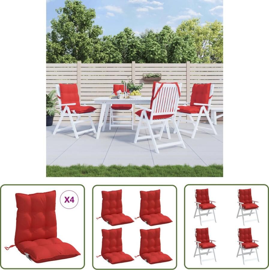 The Living Store Stoelkussens Oxford Rood 100x50x7 cm Waterafstotend PP holle vezels Tuinstoel Kussentjes Outdoor Kussens Stoelkussens Lounge Kussens Patio Kussens