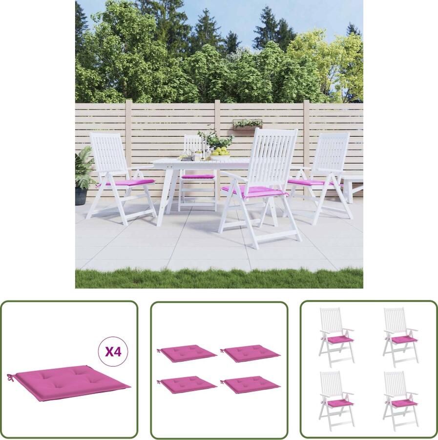 The Living Store Stoelkussens 50x50x3cm Roze Oxford Stof Waterafstotend 4 stuks Tuinstoel Kussentje Oxford Stof Waterdicht Kussen Roze Kussens Lounge Kussens