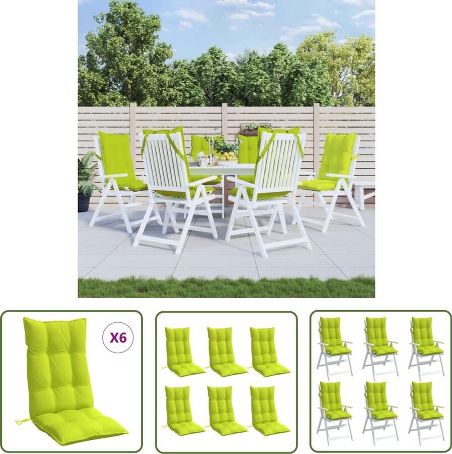 The Living Store Stoelkussens 6 st hoge rug oxford stof heldergroen Tuinstoelkussens Kussens Voor Stoelen Outdoor Kussens Balkon Kussens Groene Kussens
