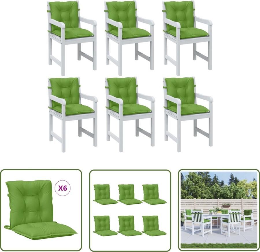 The Living Store Stoelkussens 6 st lage rug 100x50x7 cm stof gemêleerd groen Stoelkussens Tuinstoel Buitendecoratie Lounge Set Balkondecoratie