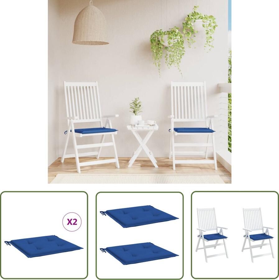 The Living Store Stoelkussens Koningsblauw Oxford stof 50x50x3 cm Duurzaam Comfortabel Tuinstoel Kussentje Oxford Stof Blauw Kussen Buitentoepassing Outdoor Kussen