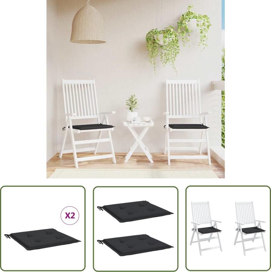 The Living Store Stoelkussens Oxford Stof 50 x 50 x 3 cm Zwart Waterafstotend Tuinstoel Kussentje Oxford Stof Waterdicht Buitentoestel Zitzak